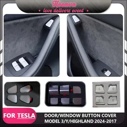 Car Door Window Lift Button Cover For Tesla Model 3 2024 Highland Door Open Switch Sticker Model Y 2024 2023 Interior Accessory