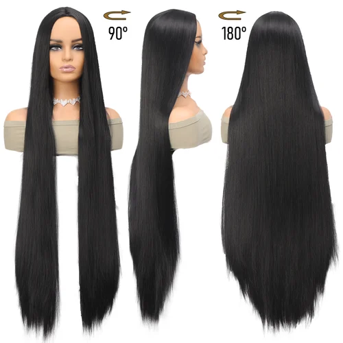 Imagen 2 del producto Peluca sintética de pelo liso súper largo de 40 pulgadas, peluca de personaje de anime, peluca de disfraz de cosplay para mujer, fiesta diaria, regalo de Navidad