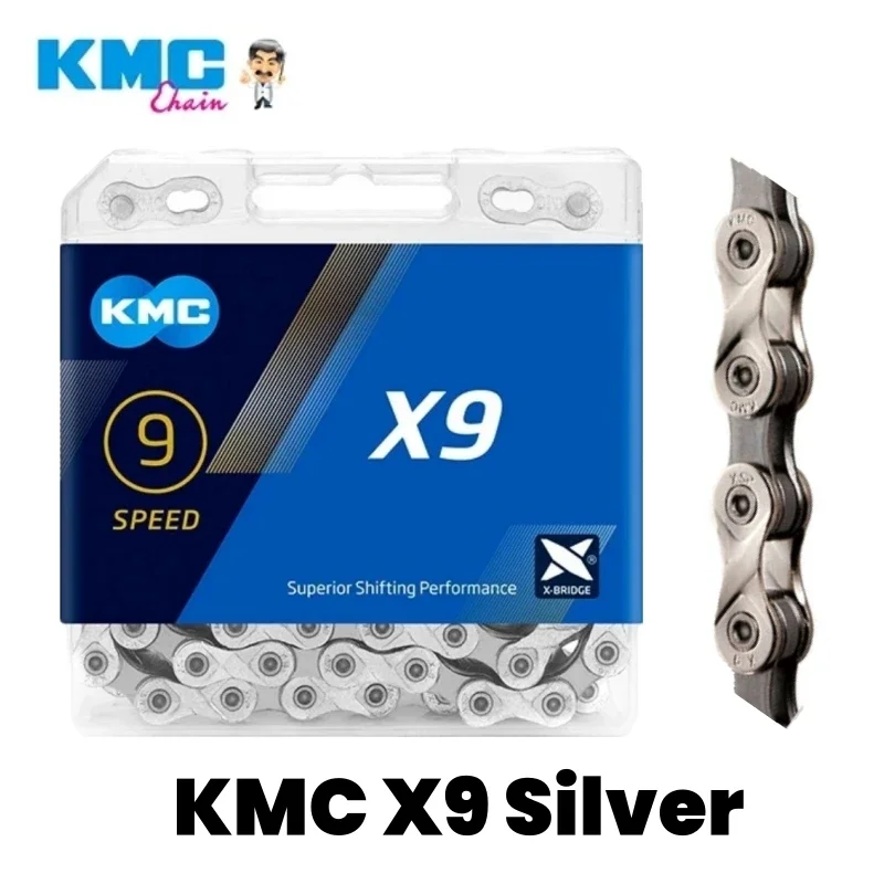 KMC-cadena de bicicleta X9 X9SL para MTB, cadena de bicicleta de carretera, plata, negro, plata, oro, 9 velocidades, piezas para Shimano SRAM