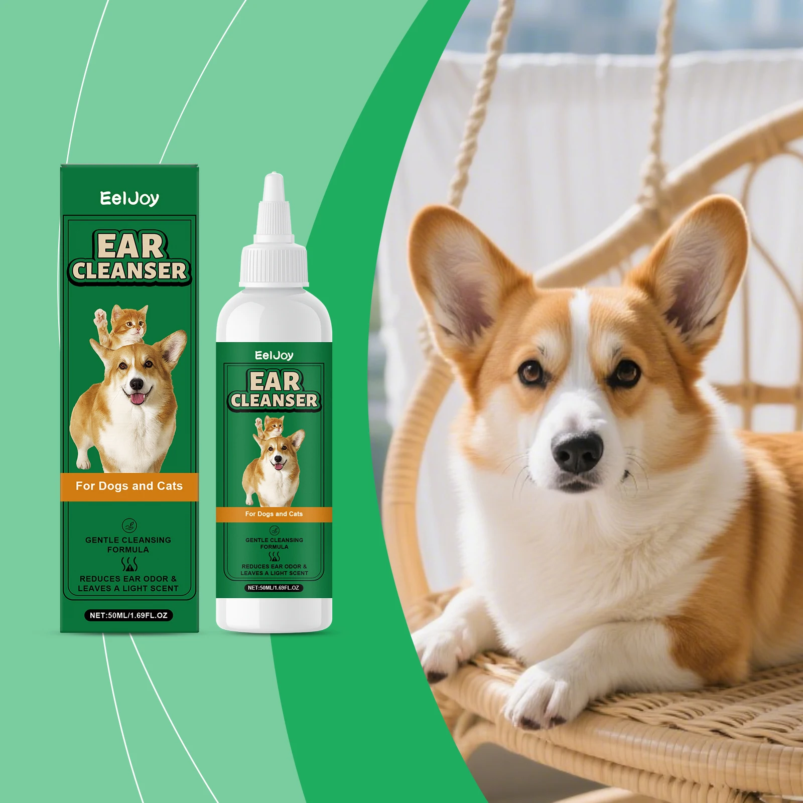 

Pet Ear Cleaning Solution - Gentle Ingredients Care for Pets, Refreshes Ears, Deep Cleans Wax & Odor, Supports Ear Comfort