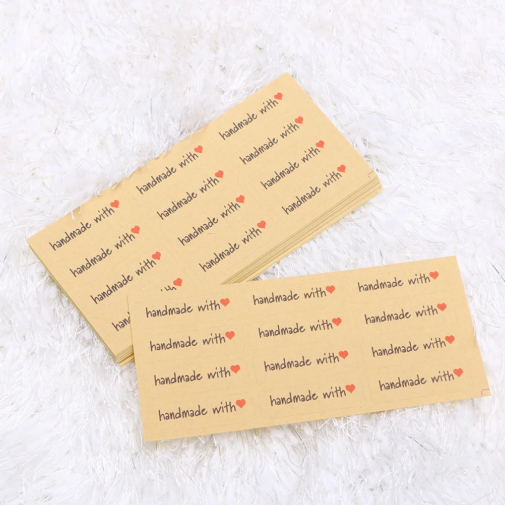 

360Pcs Valentine's Day Kraft Paper Seal Stickers Long Strip Heart Shape Design Food Gift Packaging Party Sealing Stickers