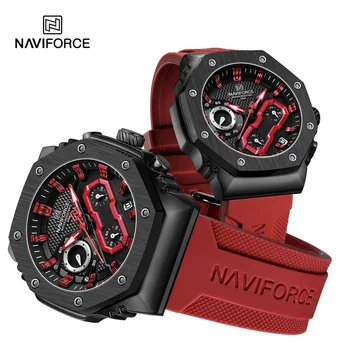 NAVIFORCE 남녀공용 실리콘 스트랩 연인 시계, 패션 A 쌍 커플 손목 시계, 스포츠 방수 시계, NF8035, 신상