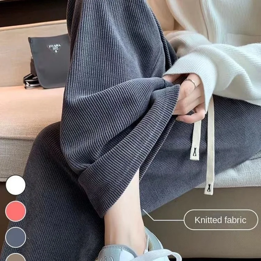Women's Casual Wide-leg Pants Spring and Summer 2025 Female High Waist Loose Straight Trousers Fashion Corduroy Mopping Pants