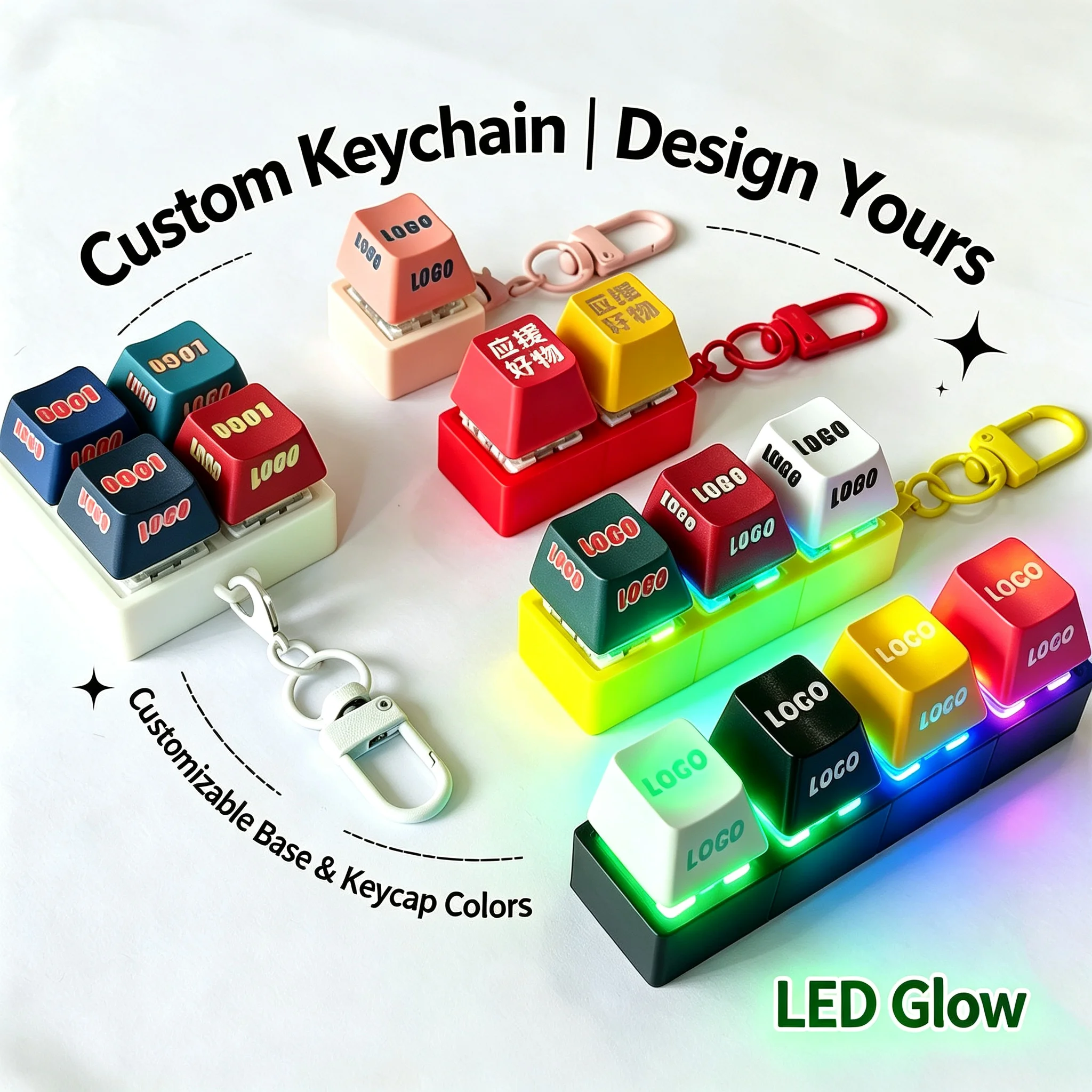 Custom LED keycap keychain switch tester - customized backlit key tester fidget - stress relief clicker toy for ADHD