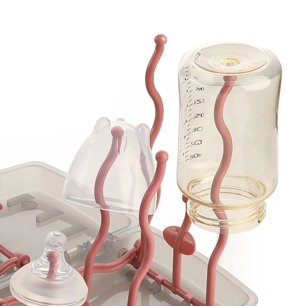 

1Pcs Baby Bottle Rack Red Feeding Bottle Holder Multifunctional Drying Drainer Storage Organizer Multi-Functional Cup Rack