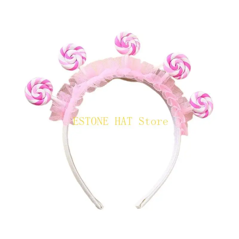 

49MF Lollipop Sweet Hair Hoop Handmade Novelty Headband Birthday Photo Props