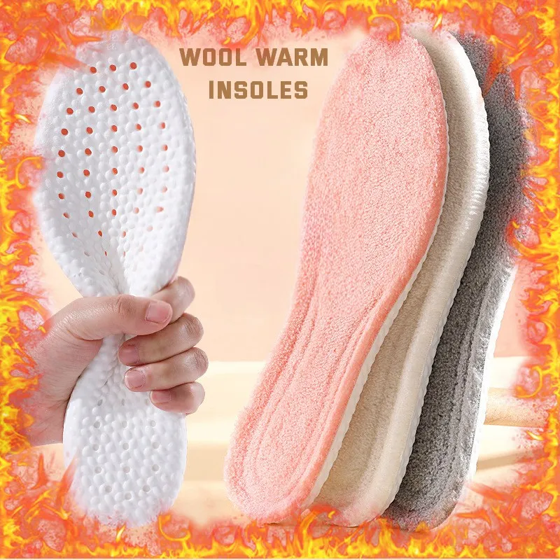 Wool Warm Insole for Shoes Thicken Winter Snow Boots Pad Sole Cashmere Thermal Insoles for Man Woman Plush Heating insole insert