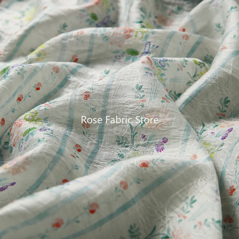 1 Meter Little Floral Printed Jacquard Fabric Making Summer Dress Shirt Clothing Cloth