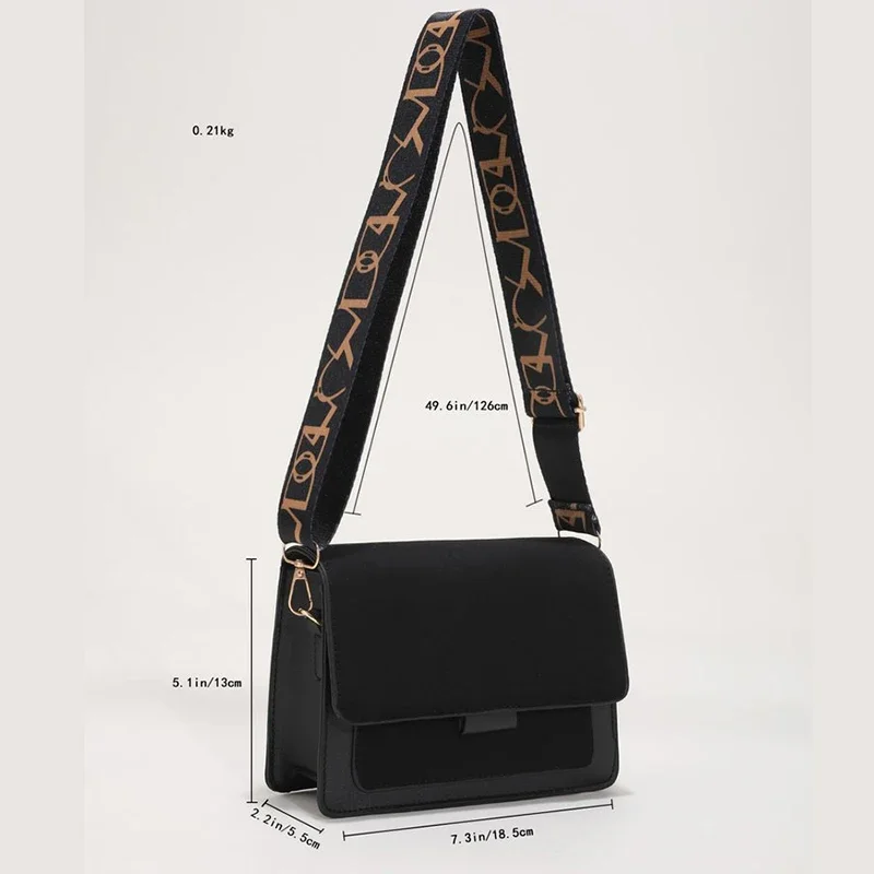 Small Classic Female Shoulder Bag Wide Straps Flap Crossbody Bags for Women 2022 Trend Simple Handbag Bolsa Feminina