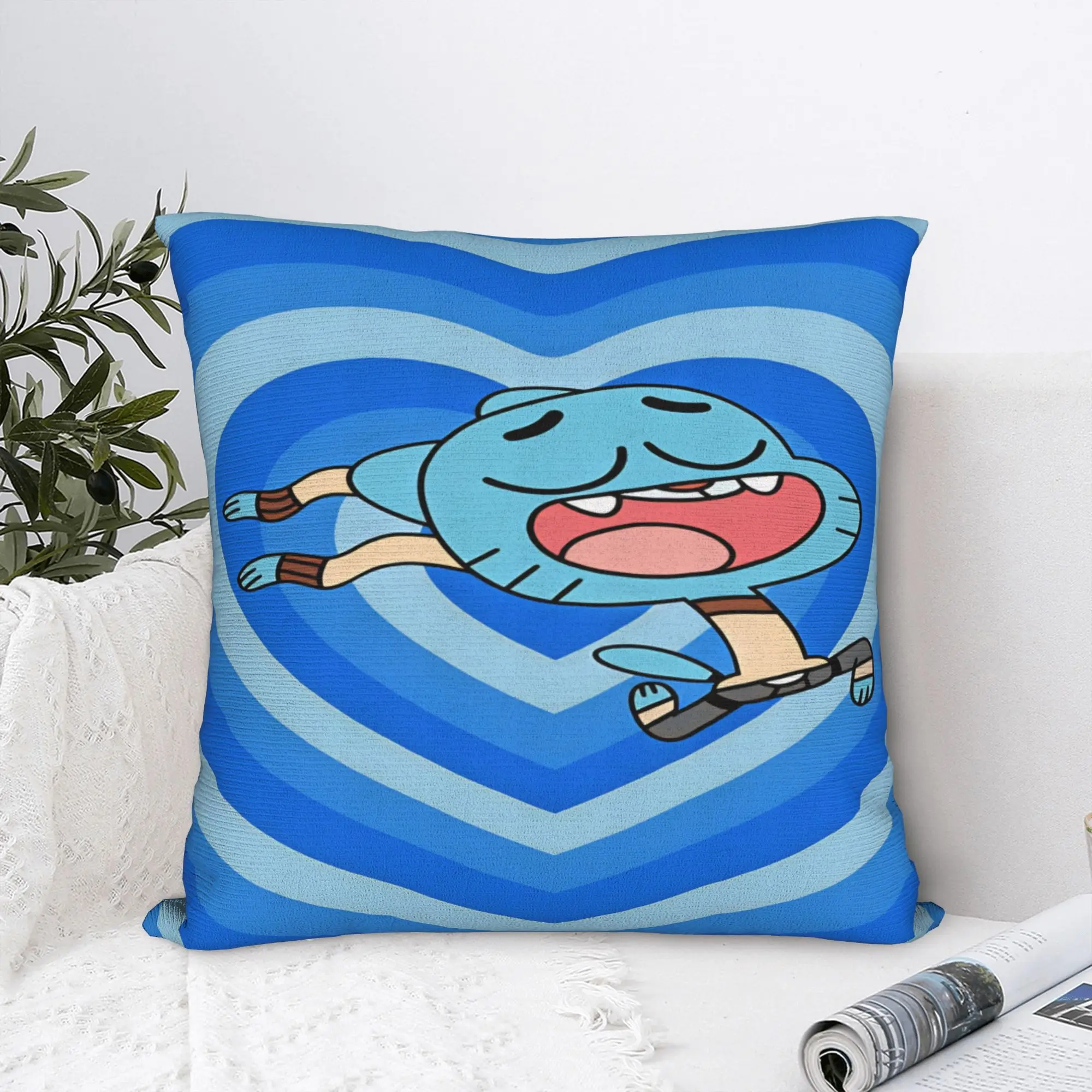 The Amazing World Of Gumball Blue Heart Relaxed Gumball Pillow Cover Pillow Case For Office Car Home Decor Pillowcases Gift