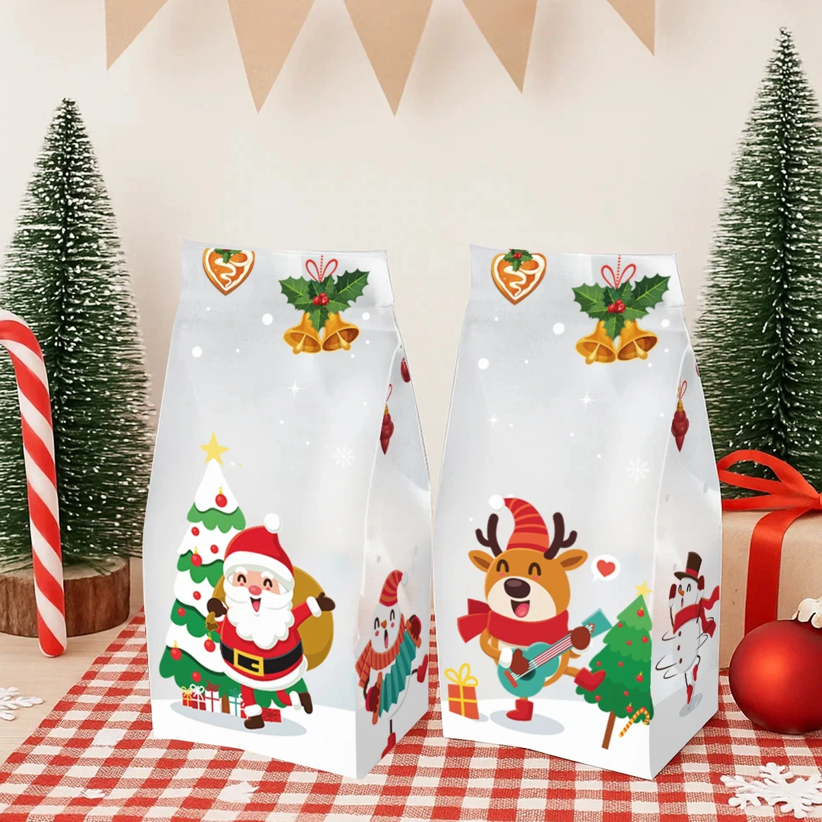 25/50/100 stücke Santa Claus Cookie Backen Verpackung Taschen Transparente Kunststoff Geschenk Taschen Weihnachten Neue Jahr Party Dekoration