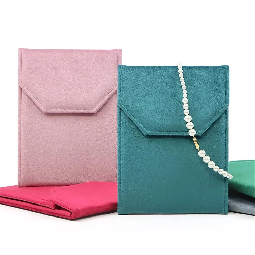 Foldable Storage Bag Velvet Portable Jewelry Organizer Pouch Snap Button Closure Ring Storage Bag Wedding Gifts Packaging Box