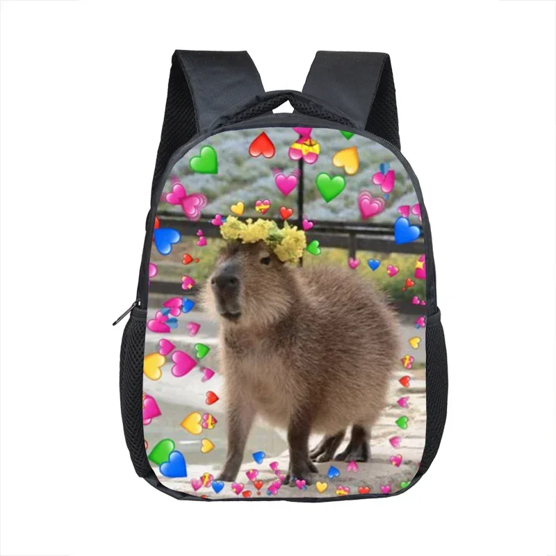 Tas punggung motif hewan Capybara tas TK anak lucu tas sekolah anak-anak tas punggung bayi tas buku untuk tas bepergian 16 inci