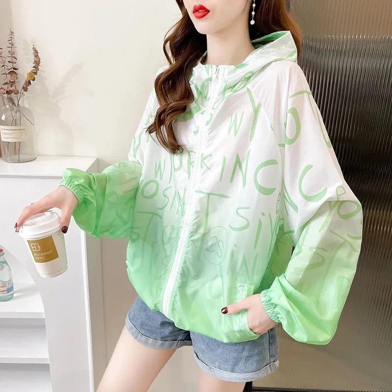 

Women Sun Protection Clothing 2023 New Loose Summer Thin Jacket Anti-UV Breathable Hooded Sun Protection Coat Motorcycle Jacket