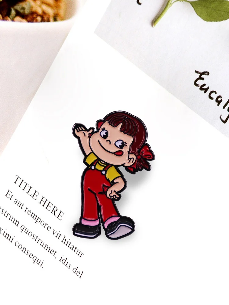 Bonito dos desenhos animados menina broche engraçado mochila roupas decoração acessórios