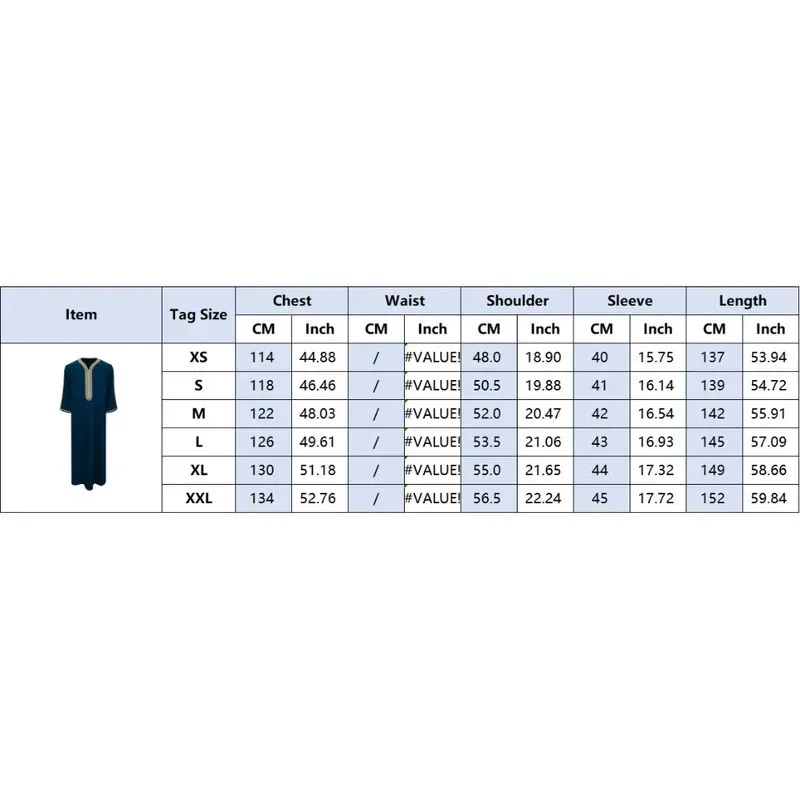 Moroccan Embroidery Middle Eastern Muslim Robe Men's Long Side Pocket Sleeve Robe for Daily Occasion Wearing Side Pocket