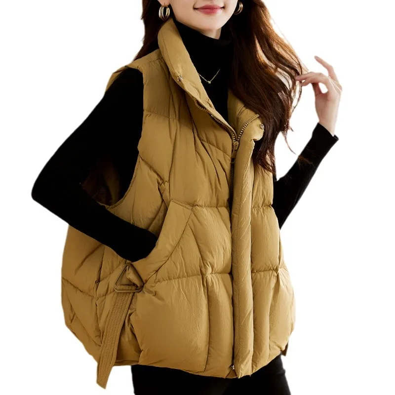 Women's Autumn Winter Coat Down Jacket Vest Tank Top Duck Down Thickened Outer Wear Personality Simple Comfortable Fashion Soft