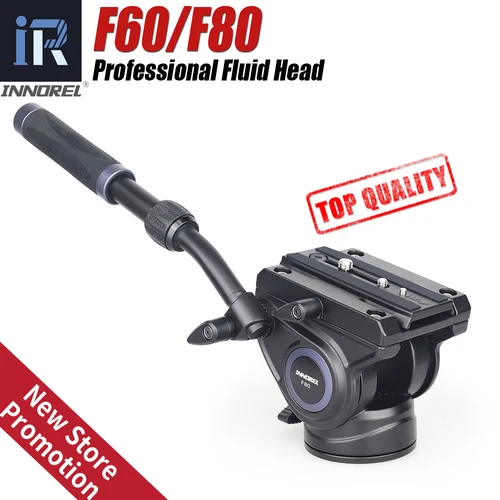 INNOREL-Cabezal fluido de vídeo F60/F80, trípode de cámara profesional, cabezal panorámico de arrastre fluido para cámaras DSLR, videocámaras, teleobjetivo