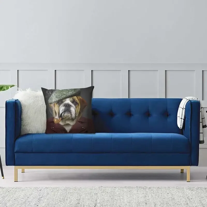 45x45cm Nordic English Bulldog Cushion Cover Pet Dog Funny Puppy Floor Pillowcase Living Room  Home Decor