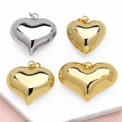 OCESRIO Fashion Polish Gold Silver Color Heart Pendant for Necklaces Copper Gold Plated Jewelry Making Supplies pdtb497