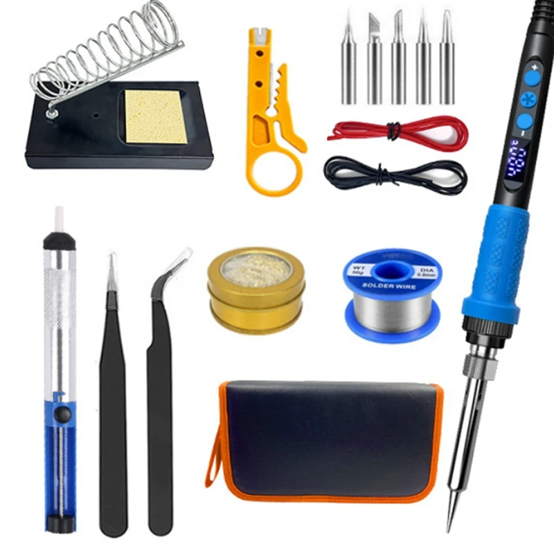 DIY Soldering Iron Kit, 90W LED Display Adjustable Temperature Soldering Iron, Automatic Sleep Mode Soldering Gun