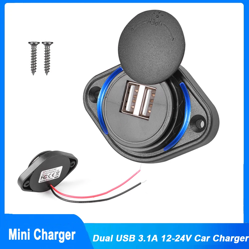 QC 3.0 Dual-USB-Ladegerät mit Schiebekappe, wasserdicht, 12 V/24 V, Autoladegerät, Steckdose, Schnellladung für Auto, Boot, Bus, Wohnmobil, Zuhause