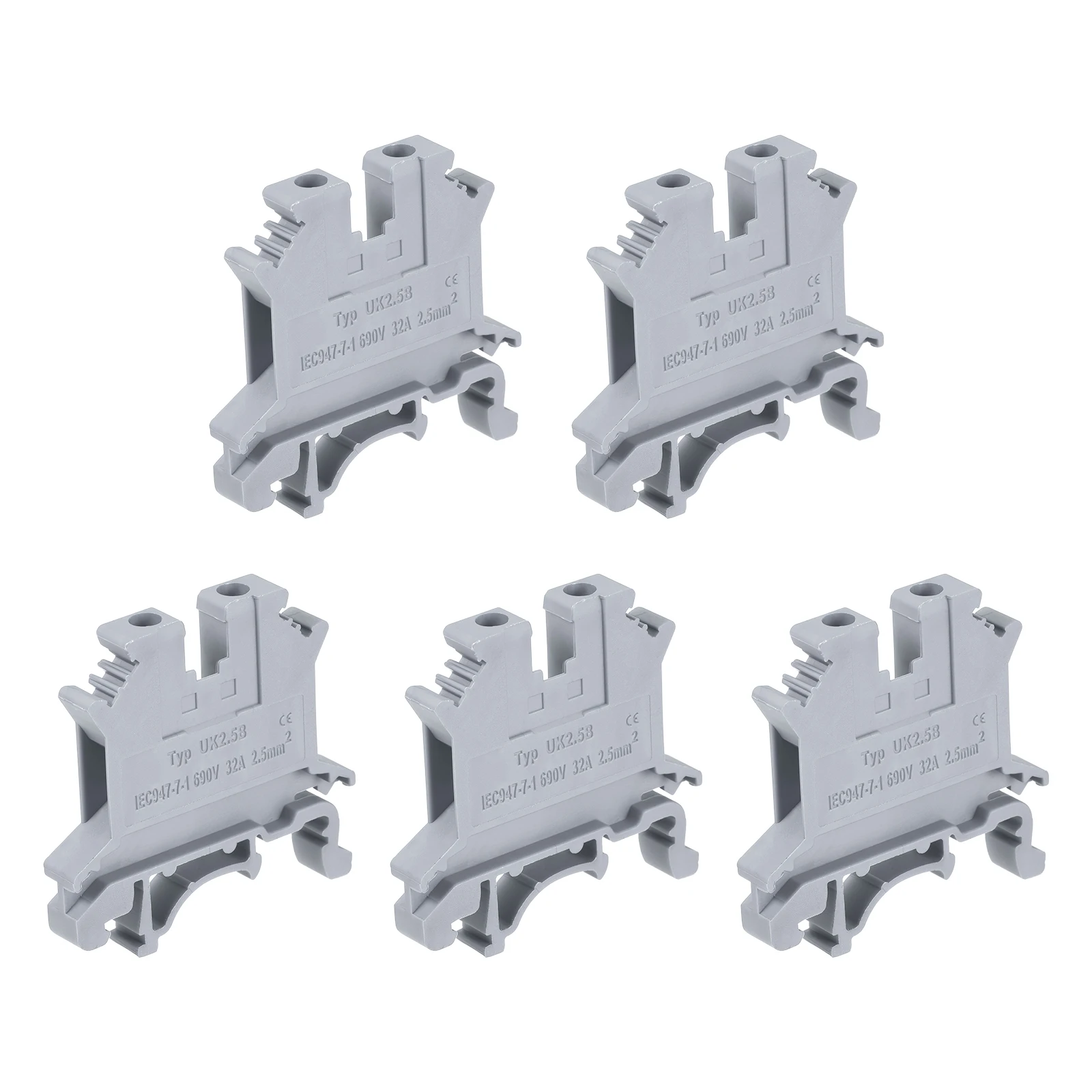 20/40Pcs UK2.5B DIN Rail Mount Terminal Blocks Screw Type Clamp DIN Rail Terminal Block Wire Electrical Connector for Machines