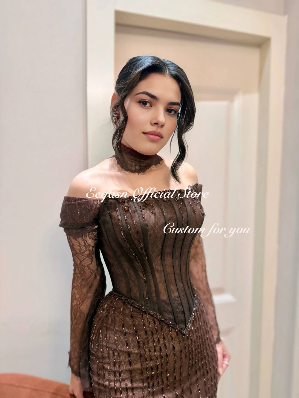 فستان سهرة أنيق مطابق حسب الطلب بدون حمالات فساتين طويلة مناسبة مخصصة للحفلات الراقصة بمقاسات رائعة متاحة