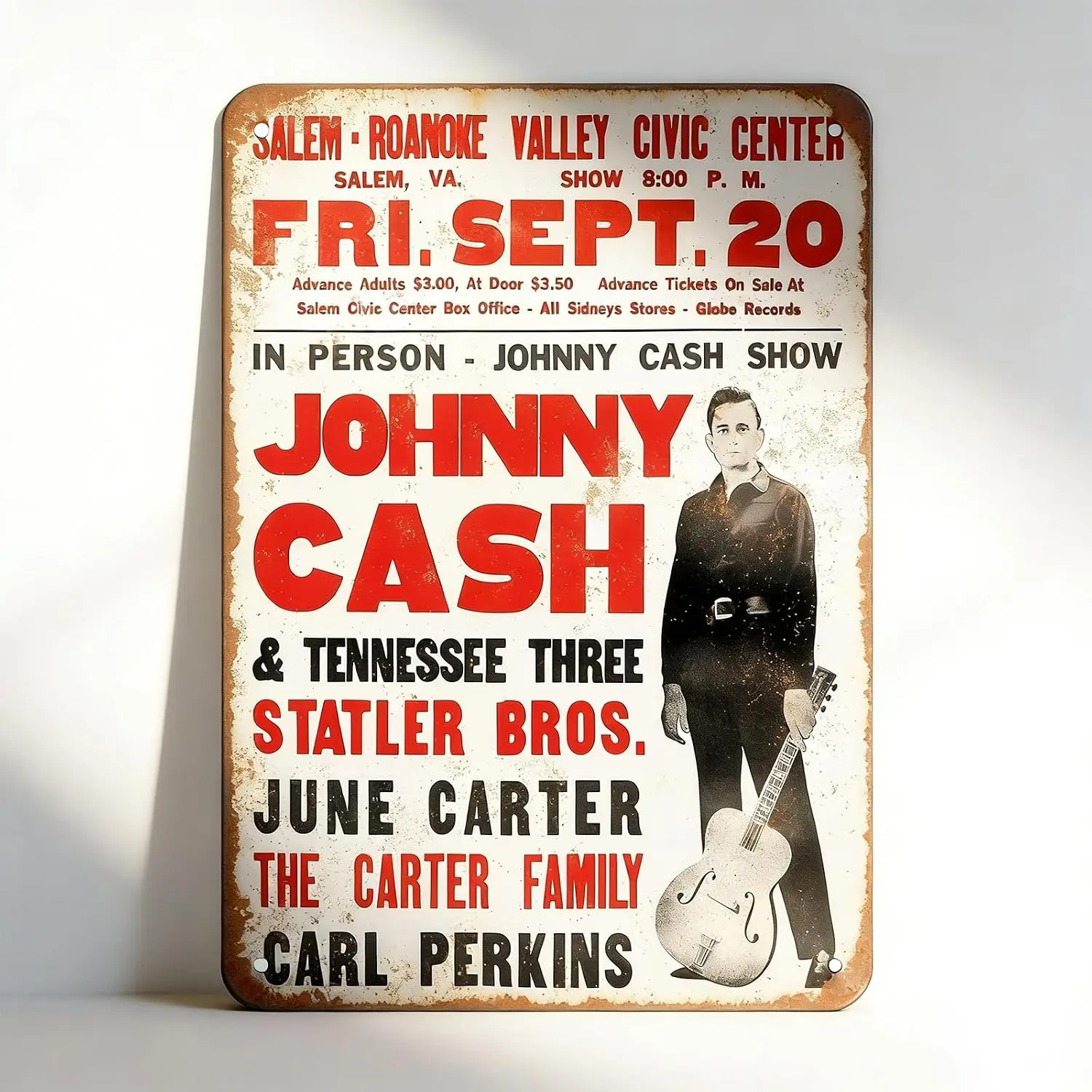 Johnny Cash Vintage Concert Metal Poster, Retro Country Music Wall Decor  , Classic Americana Tin Sign for Bar, Man Cave, Music