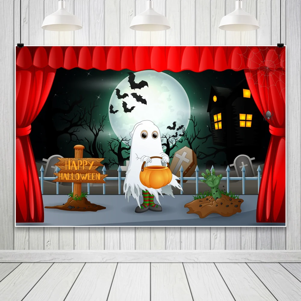 سعيد هالوين التصوير خلفية الرعب كابوس الخفافيش الستار الأحمر الإرهاب القلعة حفلة استحمام الطفل صورة خلفية الصورة