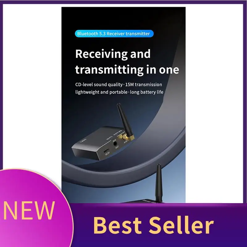 HFES محول موسيقى ستيريو لاسلكي 2 في 1 بلوتوث 5.3 جهاز إرسال استقبال الصوت 3.5 مللي متر Aux للتلفزيون الكمبيوتر المتكلم سماعات السيارة