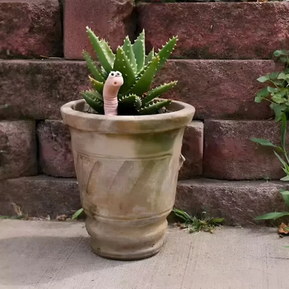 Cute Pla Soil Moisture Meter Pink Earthworm Design Humidity Monitor Ground Insertions Garden Moisture Meter Potted Plants