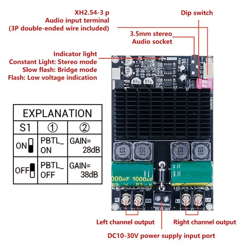 [NEW A09R!】 Stereo Digital Power Amplifier Board TPA3221 Pure Rear Stage Audio Amp DC 10-30V 200W AMP Bridged Mono Subwoofer Spe