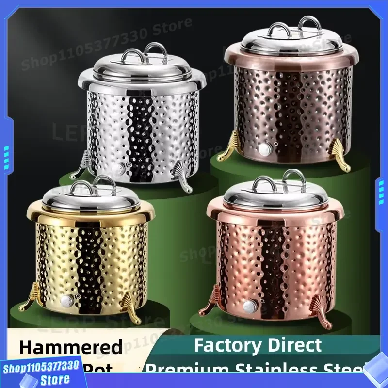 13L Stainless Steel Soup Pot Hammered Thermal Insulation Kitchen Cookware Large Capacity Stockpot for Hot Pot Broth Base 2026