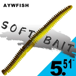 AYWFISH 14CM 10.6G Worm Bait Soft Swimbait Minnow Lures for Perch Bass Fishing Lure Tackle Sinking Drop Rig Soft Bait Worm 7PCS