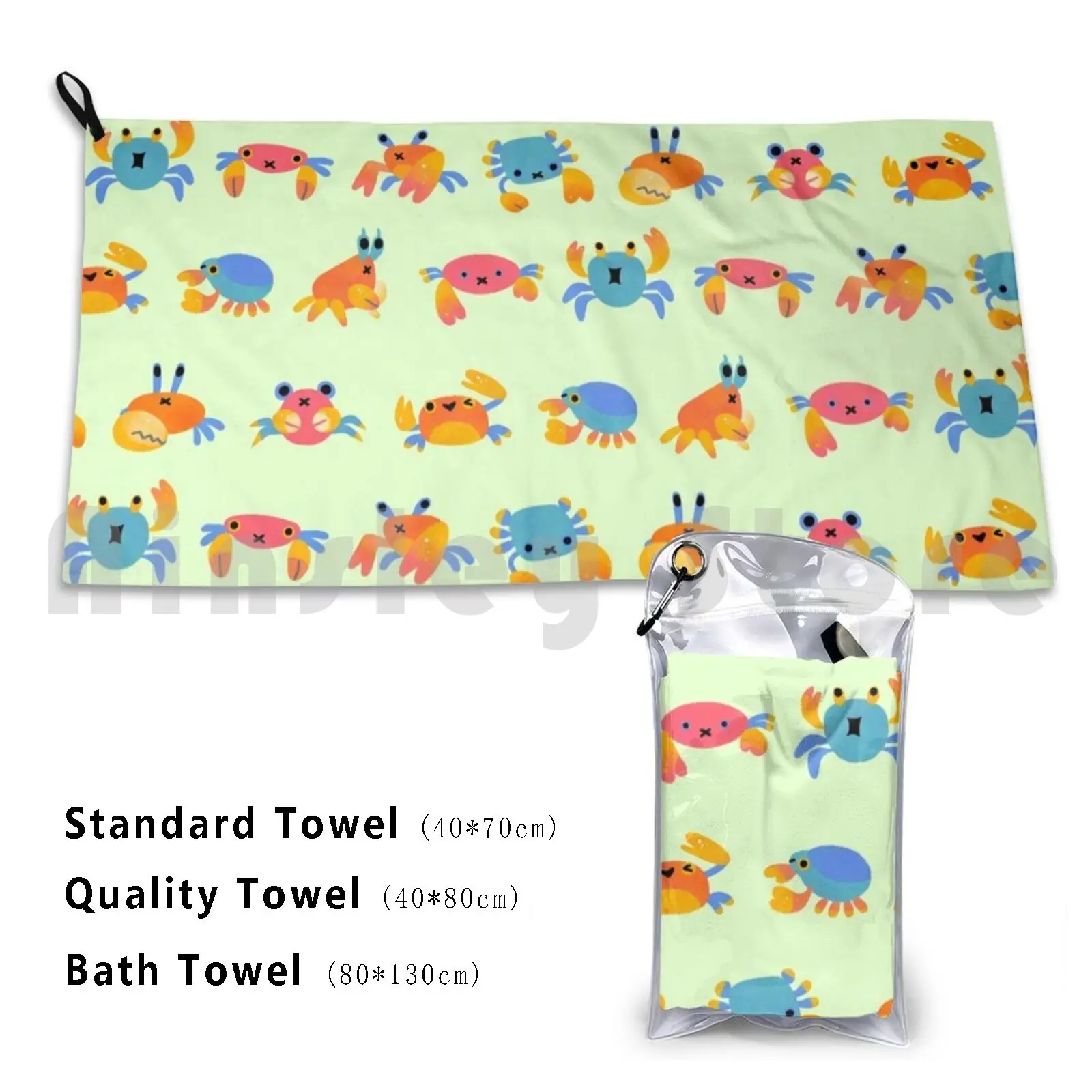 Crab Beach Towel Quick Dry Quality Towel Crab Marinelife Animal Oceanlife Biology Character Fish Crustacean Sea Beach