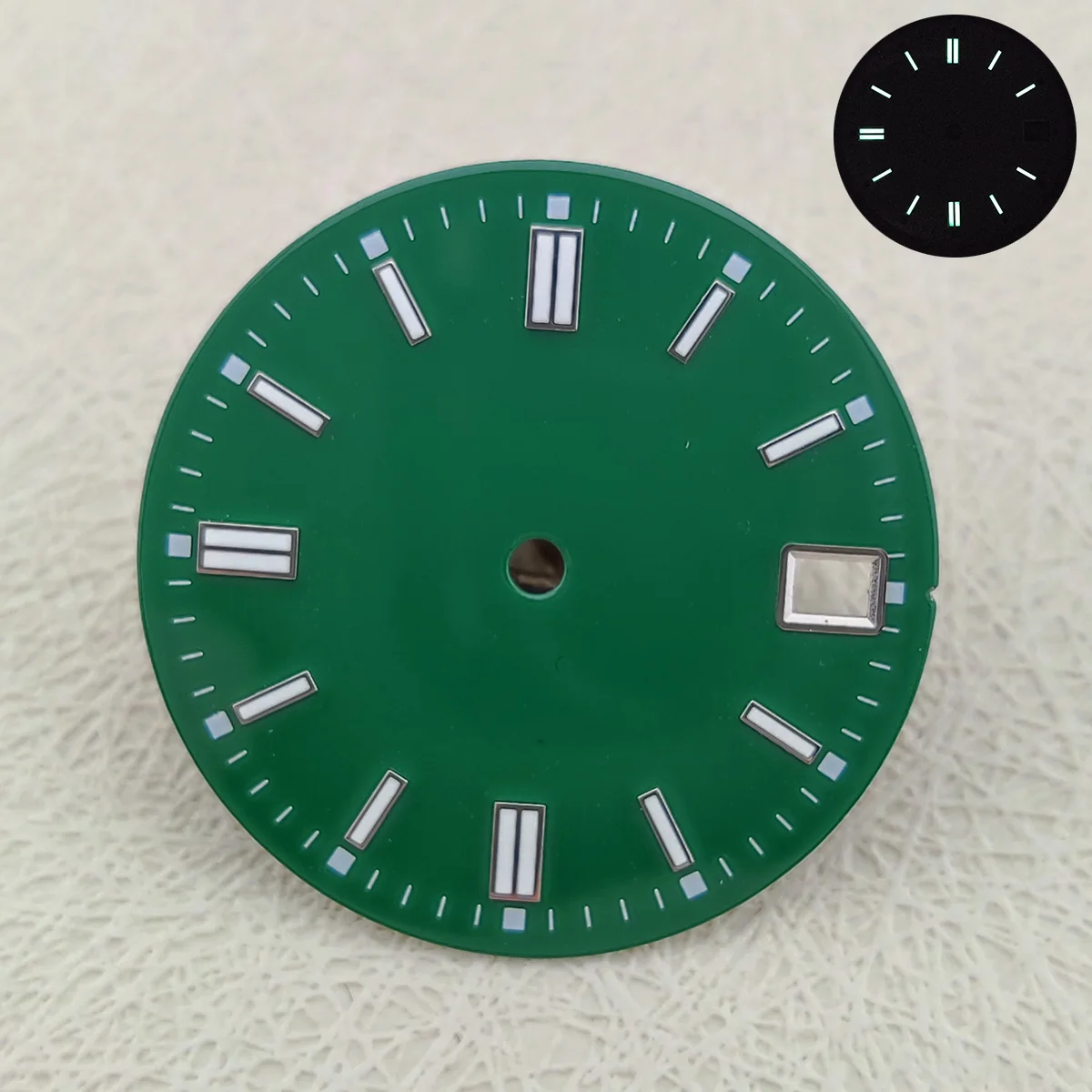Nem-esfera NH35 NH36 de 28,5mm, Dial de diamante con logotipo personalizado, esfera verde brillante, accesorios de reloj NH35, adecuado para movimiento NH35, NH36