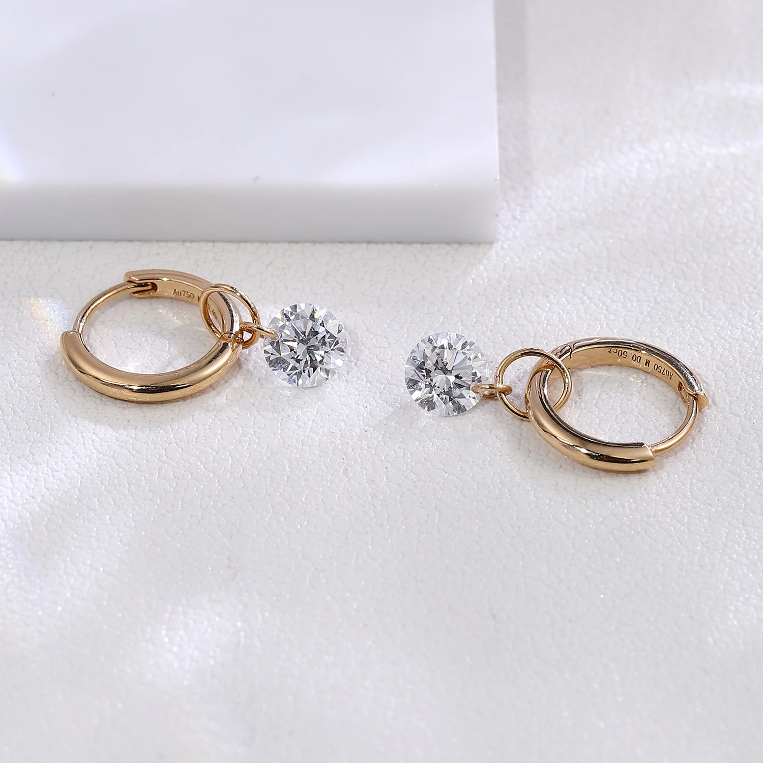 

Provence Classic Solitaire drop Hoop earrings 18KGold 1ct Lab Diamonds Engagement Round cut Hoop Earrings for women gift Custom