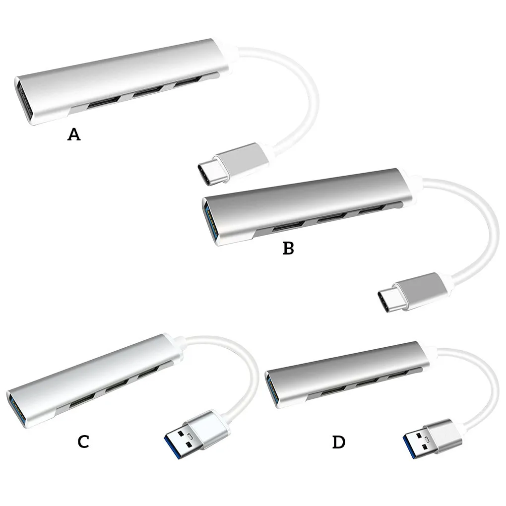 USB Splitter Computer Laptop Dock Converter Alloy 1-drag-4 Computer Accessory  USB 3 0  Silver