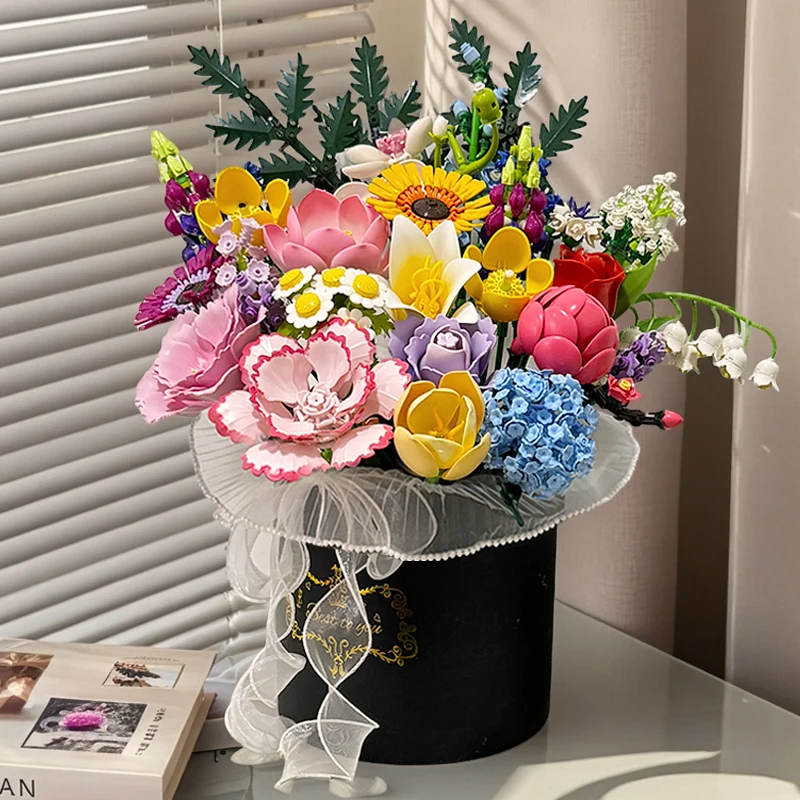 

2026 New Eternal Rose Bouquet Assembly Toy High Aesthetic Value Gift for Girls Girls Assembly Ornaments Magnetic Building Blos