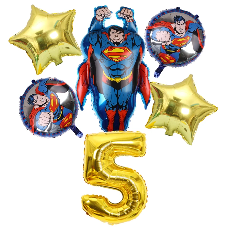 6pcs DC superhero Theme Party Air Balloons set superman 32 pollici numero Foil Balloon ragazzi decorazioni di compleanno forniture per feste per