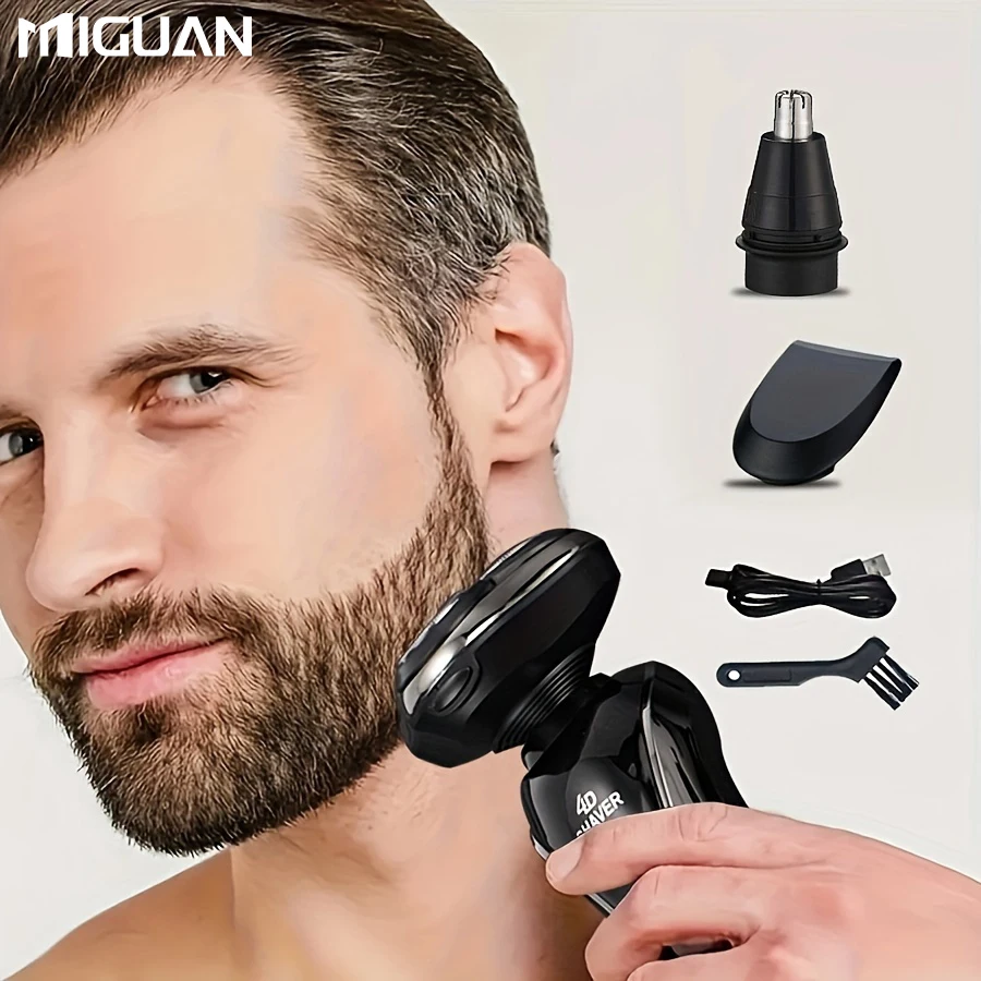 Rasoio elettrico da uomo, rasoio elettrico 3 in 1 Tagliacapelli per naso Rasoio portatile ricaricabile USB Lama galleggiante 3D
