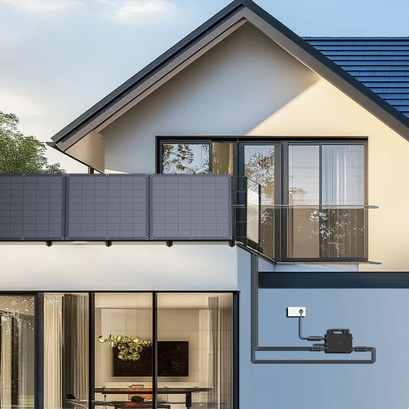 800W On Grid Balcony Solar Kit 200W Flexible Panel 0.8KW Micro Inverter Easy Install Home Residential Solar Plant