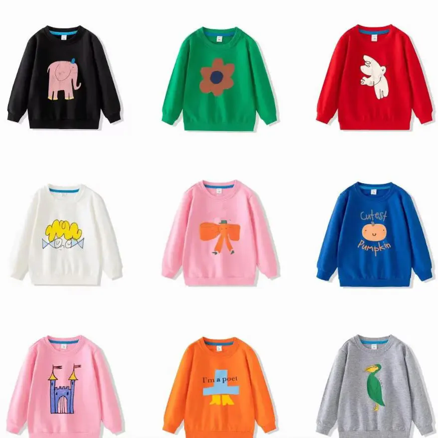 autumn full sleeve kids crewneck printed sweatshirts pull over children\'s hoodies boys clothing girls tops