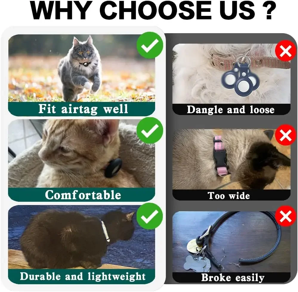Niedliches Katzenhalsband mit Airtag-Halterung, Reflektierendes Abreißhalsband mit Glocke für Apple AirTag, Nylon-Silikon-Halsband für Katzen – Detail 6