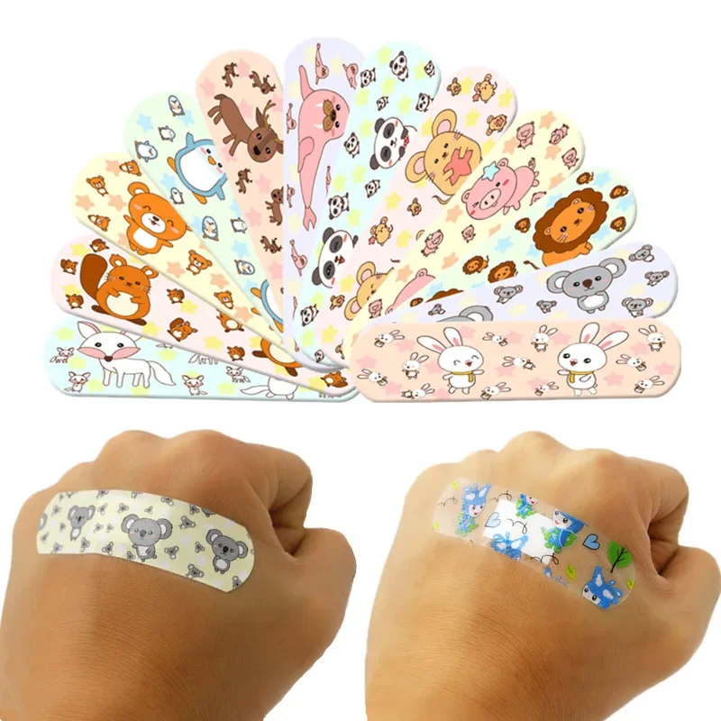 100pcs/set Cartoon Band Aid First Aid Patch Wound Dressing Tape Plaster Adhesive Patch Non-transparent/Transparent Available