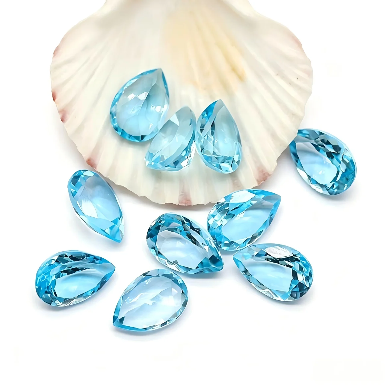 Factory Wholesale 100% Real Natural Pear Shape Sky Blue Topaz Gemstone Loose Gems Diy Material for Jewelry