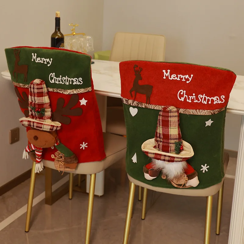 Cute Stereo Santa Claus Snowman Doll Chair Cover Christmas Home Decoration Chair Cover Creative Home Holiday Atmosphere Supplies image 2