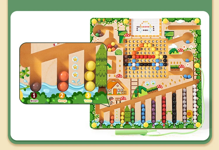 Magnetische Sortierspiele Montessori Puzzle Spielzeug Labyrinth Bord Lernen Farbe Zählen Anzahl Klassifizierung Holz Lernspielzeug – Detail 3