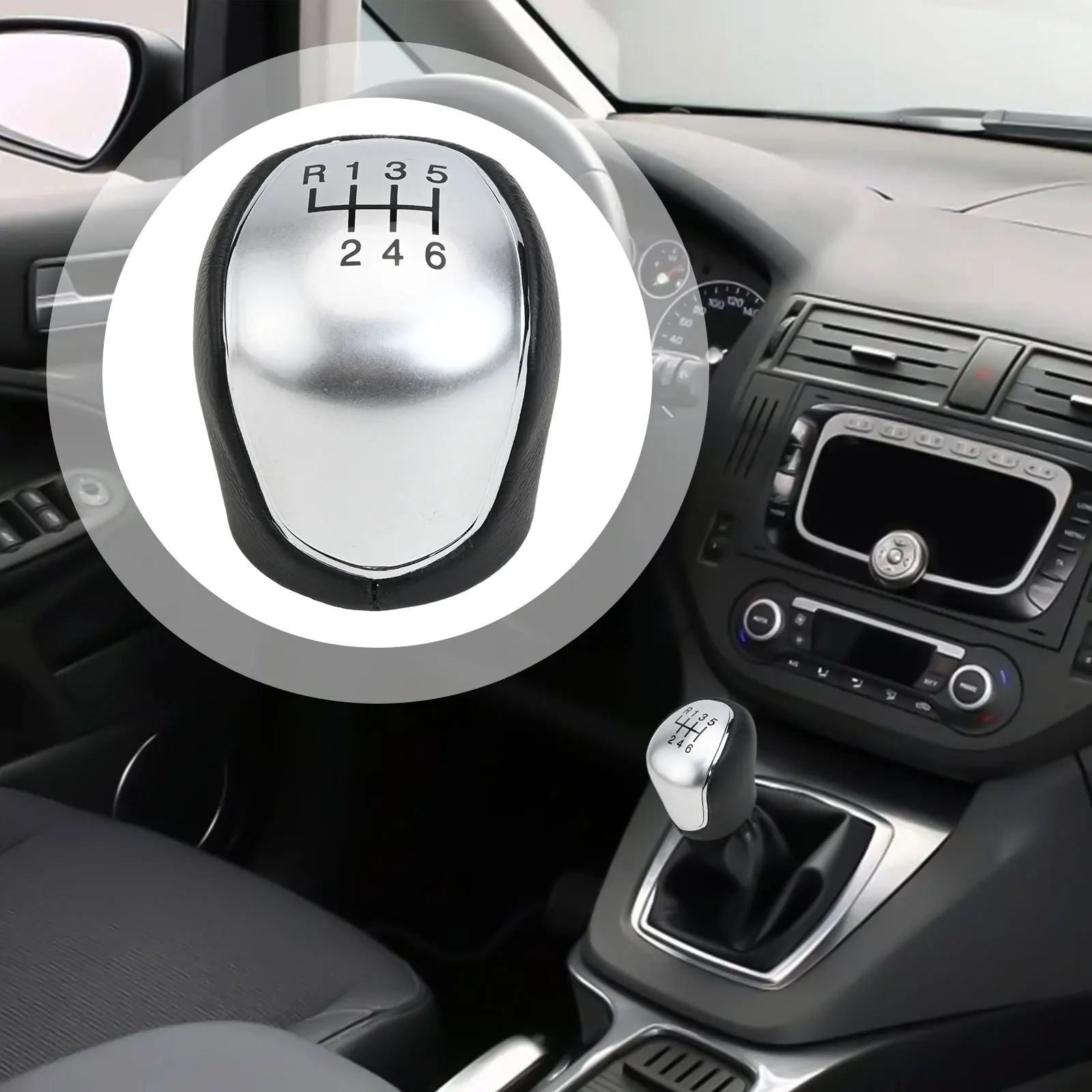 Leather and ABS Shift Knob for Ford 5/6 Speed Manual Transmission Vehicles Designed for C Max Focus Mk2 Mk3 2007-2021